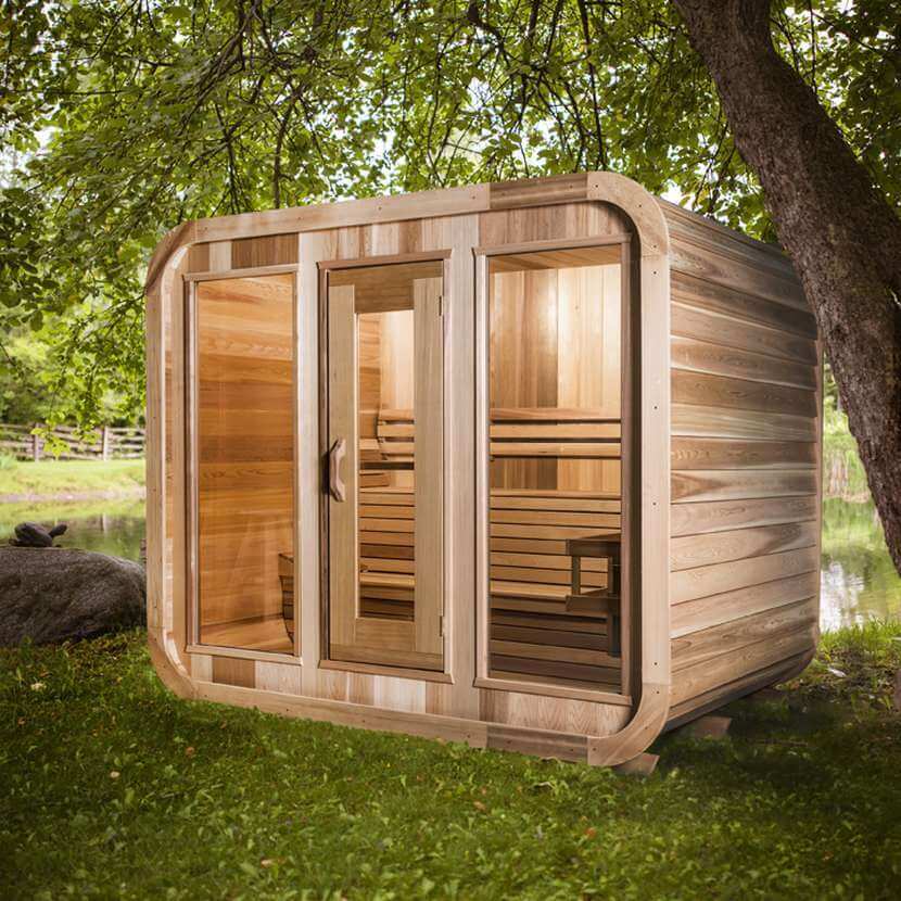 Dundalk Outdoor Panoramic Sauna, Heater included, custom - Divine Saunas